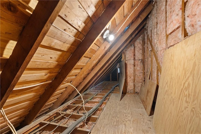 view of unfinished attic