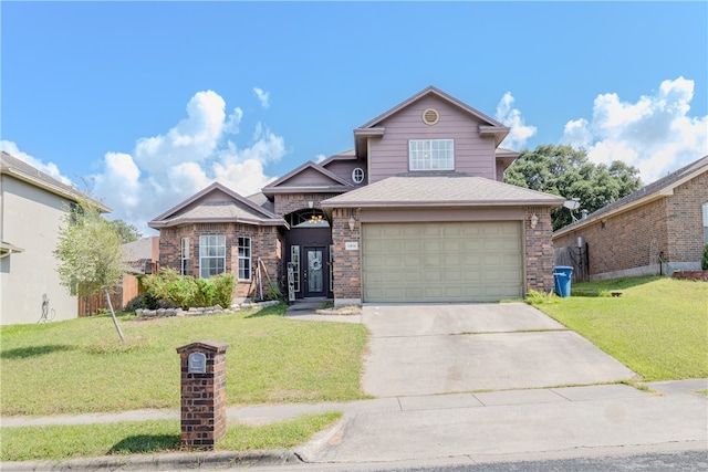 front of property featuring a garage and a front yard