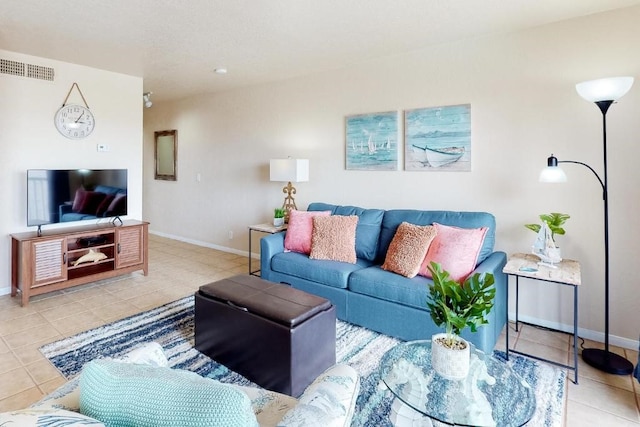 view of tiled living room