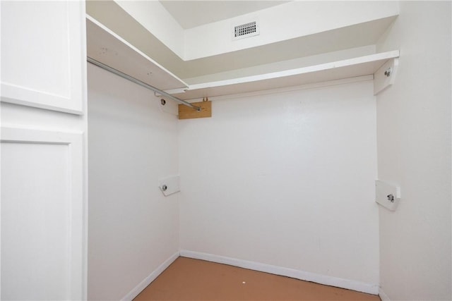 spacious closet with visible vents