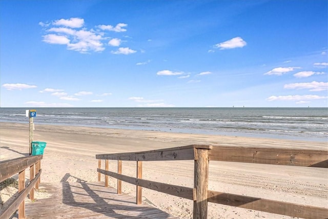 property view of water featuring a view of the beach