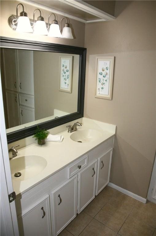 bathroom with vanity and tile patterned floors