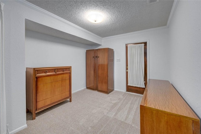 4621 Weiskopf, Corpus Christi, TX 78413 - spare room with ornamental molding, a textured ceiling, and carpet flooring