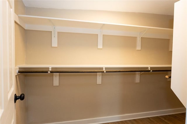 spacious closet with wood finished floors