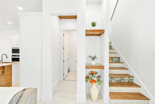 stairway with sink