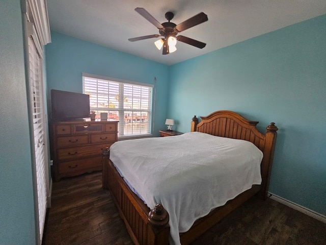 15333 Beaufort Ct, Corpus Christi, TX 78418 - bedroom with dark wood-style flooring and ceiling fan