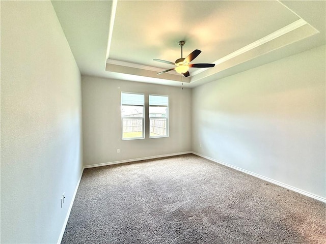 1030 Ocean Breeze St, Portland, TX 78374 - carpeted empty room featuring a raised ceiling, ceiling fan, and crown molding