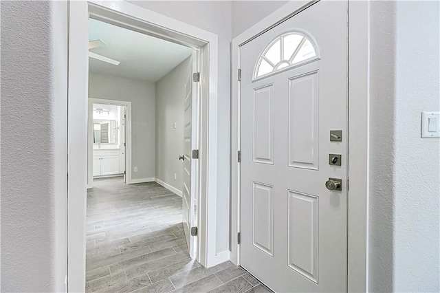 foyer entrance featuring light hardwood / wood-style floors