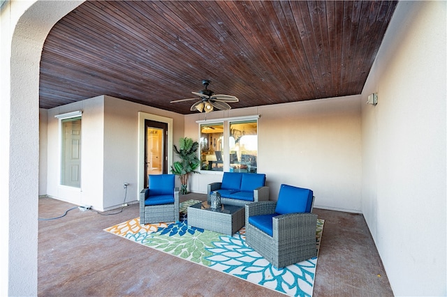 view of patio / terrace featuring ceiling fan and outdoor lounge area