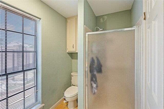 7033 Chiswick Dr, Corpus Christi, TX 78413 - full bath featuring toilet, a stall shower, healthy amount of natural light, and baseboards