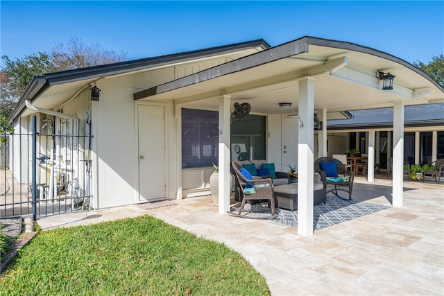 view of patio featuring an outdoor living space