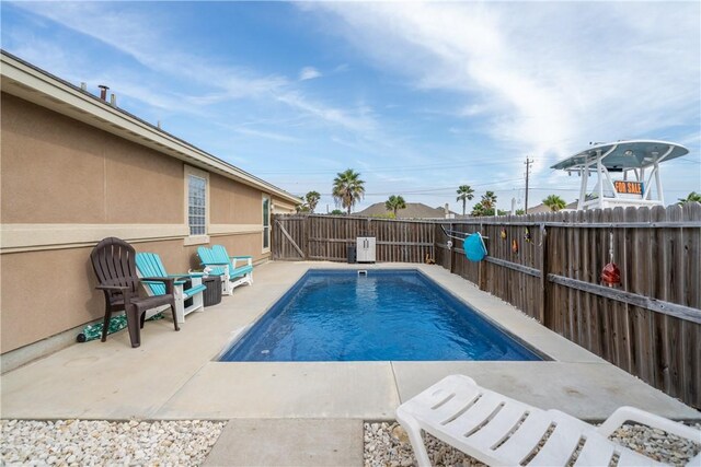 view of swimming pool featuring a patio area