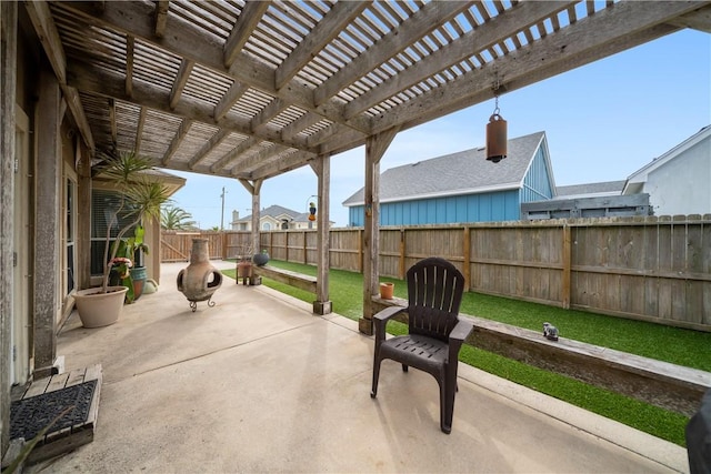 view of patio / terrace featuring a pergola