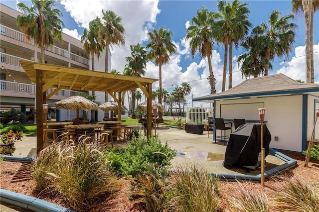 view of community with a patio area