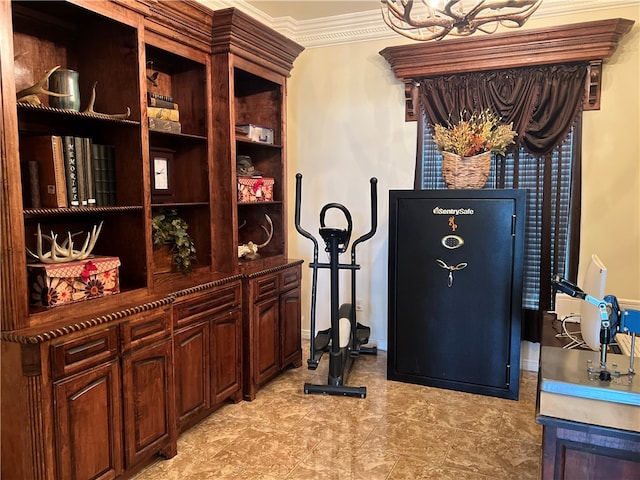 interior space featuring crown molding