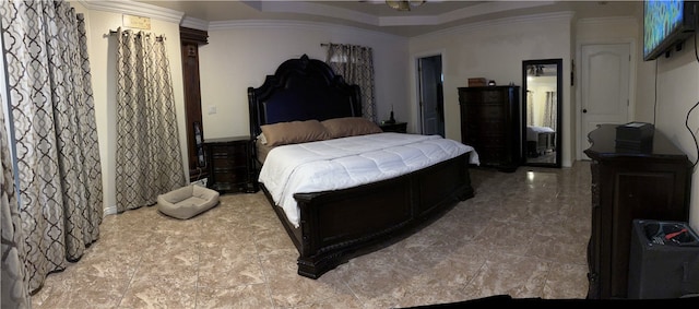 bedroom featuring crown molding