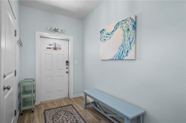 foyer entrance featuring light wood-type flooring