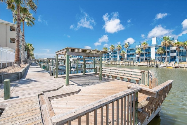 dock area featuring a water view