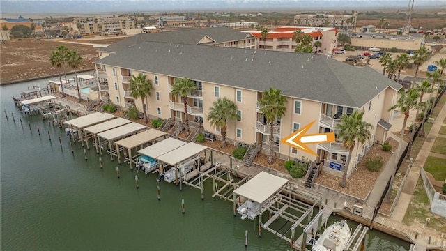 bird's eye view featuring a water view