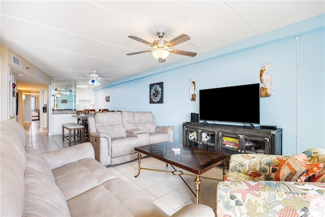 view of tiled living room