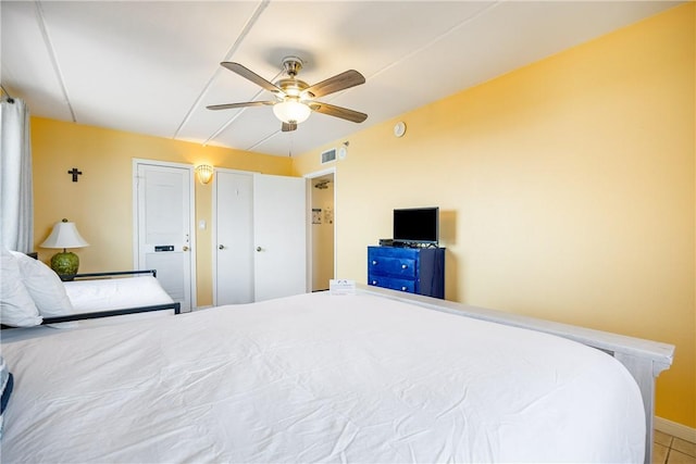 bedroom featuring ceiling fan