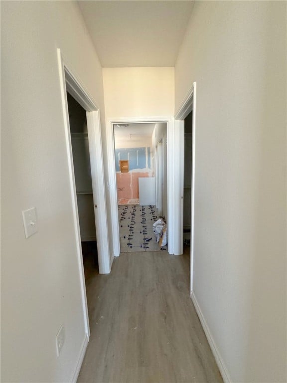 corridor featuring light wood-type flooring