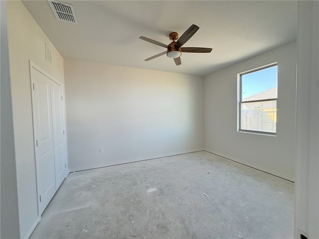 spare room featuring ceiling fan