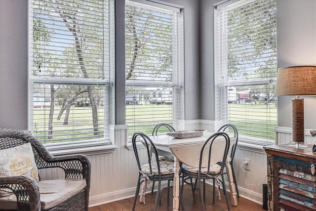 dining room featuring dark hardwood / wood-style floors and plenty of natural light