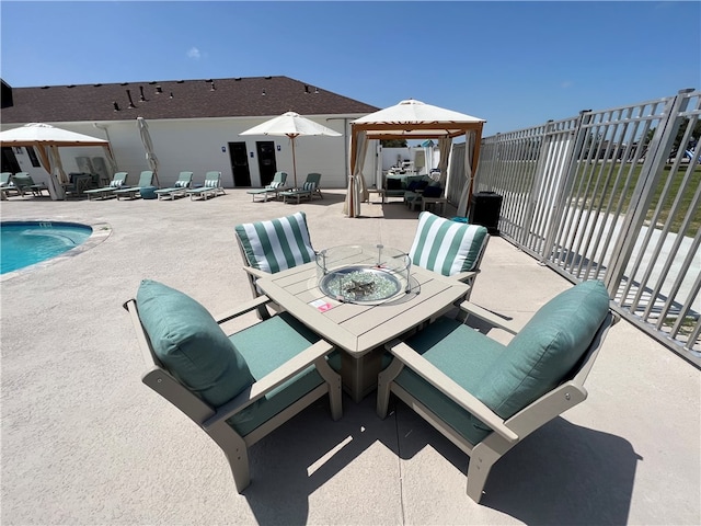 view of patio / terrace with a gazebo