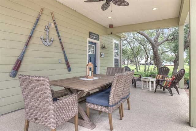 77 Augusta Cir, Aransas Pass, TX 78336 - view of patio / terrace featuring ceiling fan and outdoor dining area