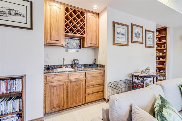 441 Colony Dr, Corpus Christi, TX 78412 - bar featuring indoor wet bar, a sink, light wood finished floors, and recessed lighting