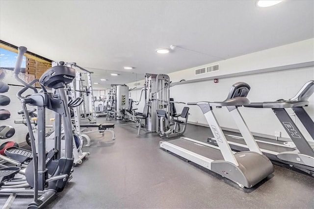 workout area with visible vents