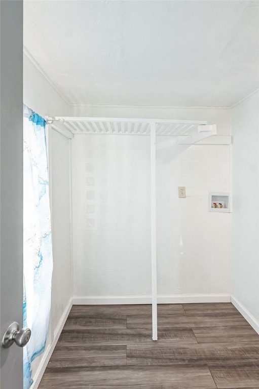 laundry area with washer hookup and dark wood-type flooring