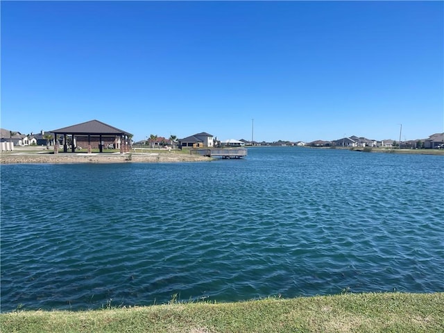 water view featuring a gazebo