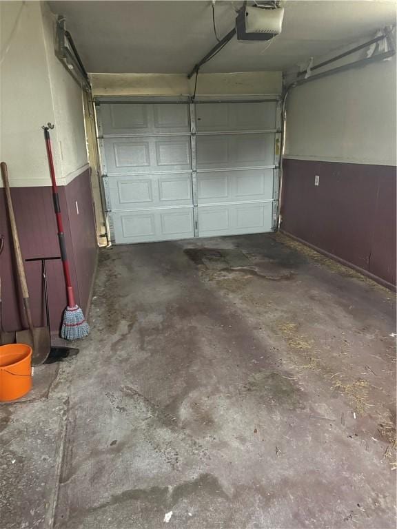 garage with a garage door opener