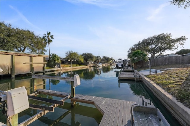 dock area featuring a water view