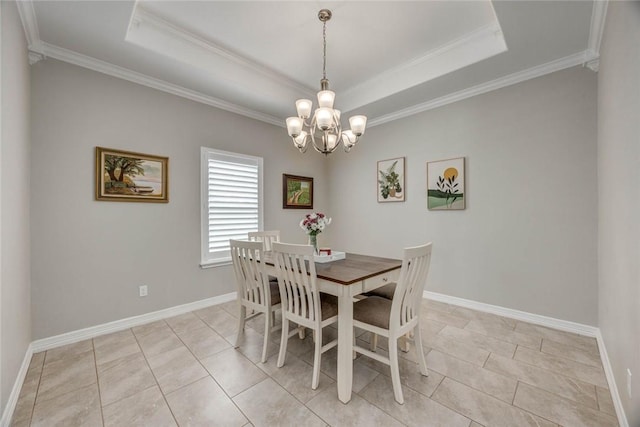 4009 Yankees Pl, Corpus Christi, TX 78414 - dining room featuring ornamental molding, a chandelier, light tile patterned floors, and baseboards