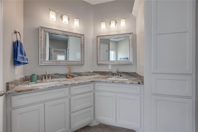 4009 Yankees Pl, Corpus Christi, TX 78414 - full bathroom with double vanity and tile patterned floors