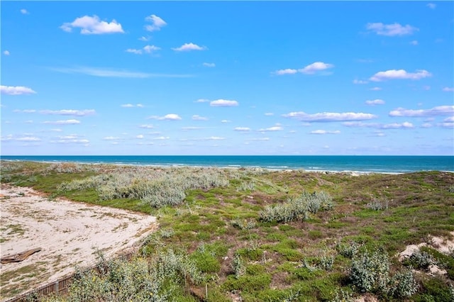 property view of water featuring a view of the beach