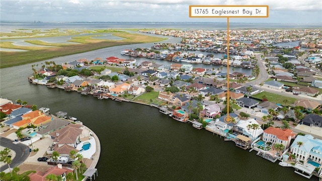 13765 Eaglesnest Bay Dr, Corpus Christi, TX 78418 - aerial overview of property's location featuring a nearby body of water and nearby suburban area