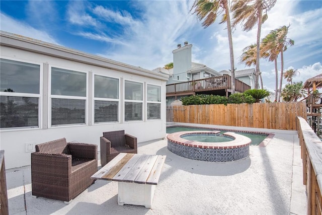 13765 Eaglesnest Bay Dr, Corpus Christi, TX 78418 - view of patio / terrace featuring an in-ground hot tub