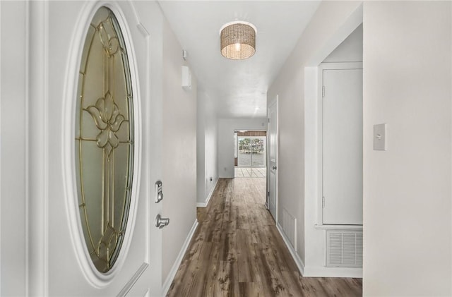13765 Eaglesnest Bay Dr, Corpus Christi, TX 78418 - corridor with dark wood-style floors and baseboards