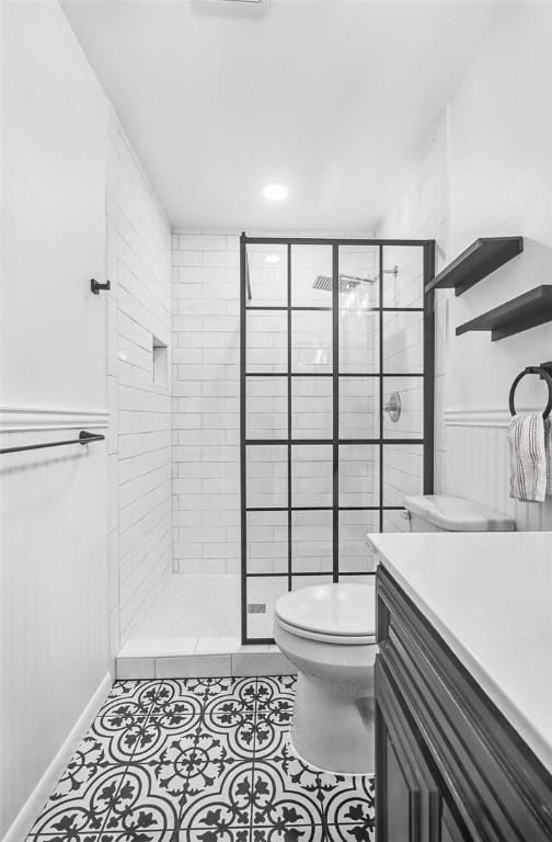 13765 Eaglesnest Bay Dr, Corpus Christi, TX 78418 - bathroom featuring a stall shower, vanity, and tile patterned flooring