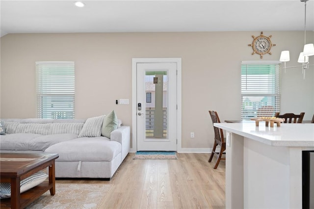 268 Flounder Dr, Port Aransas, TX 78373 - living room featuring light wood finished floors and recessed lighting