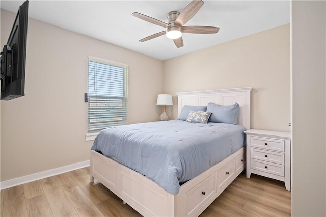 268 Flounder Dr, Port Aransas, TX 78373 - bedroom featuring light wood-style flooring and a ceiling fan