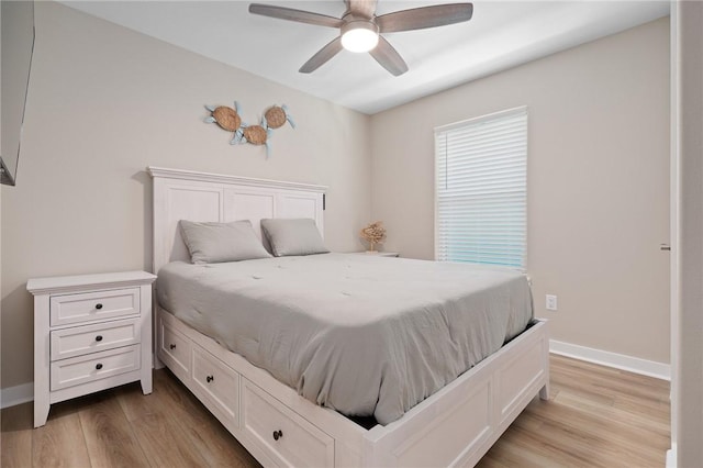 268 Flounder Dr, Port Aransas, TX 78373 - bedroom featuring light wood-type flooring and ceiling fan