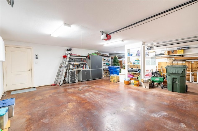 garage with a garage door opener