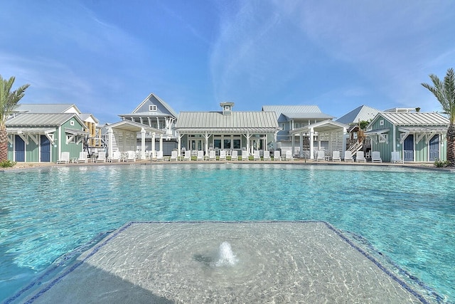 pool with a residential view