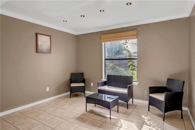 2826 Toronto Dr, Corpus Christi, TX 78414 - sitting room with crown molding, baseboards, light tile patterned floors, and recessed lighting
