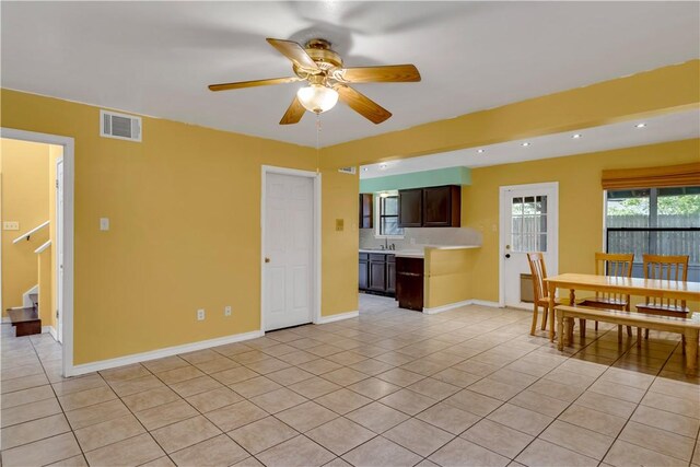 2826 Toronto Dr, Corpus Christi, TX 78414 - living room featuring light tile patterned floors, a ceiling fan, baseboards, and recessed lighting